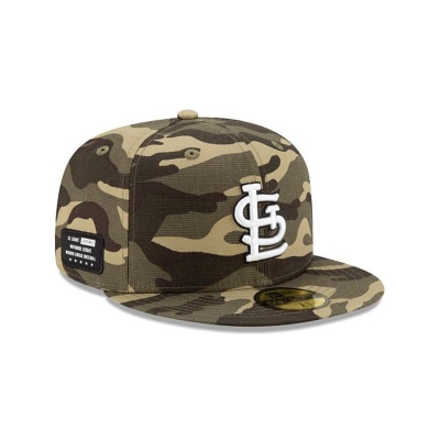 Green St. Louis Cardinals Hat - New Era MLB Armed Forces Weekend 59FIFTY Fitted Caps USA2457839